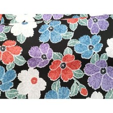 Heiwaya Silk Kimono Small Flower Pattern Black Used Japan