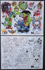 Aaron Coleman, Kevin Leblanc Traditional New School Tattoo Flash Sheet  Lines 3
