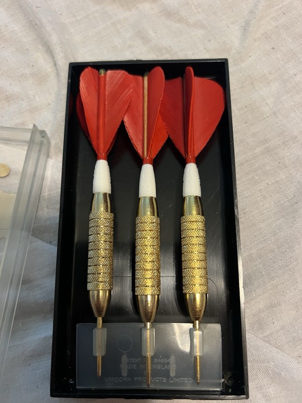 3 Pack Of Golden Darts With Hard Case Unknown Brand, New With Minor Case Wear