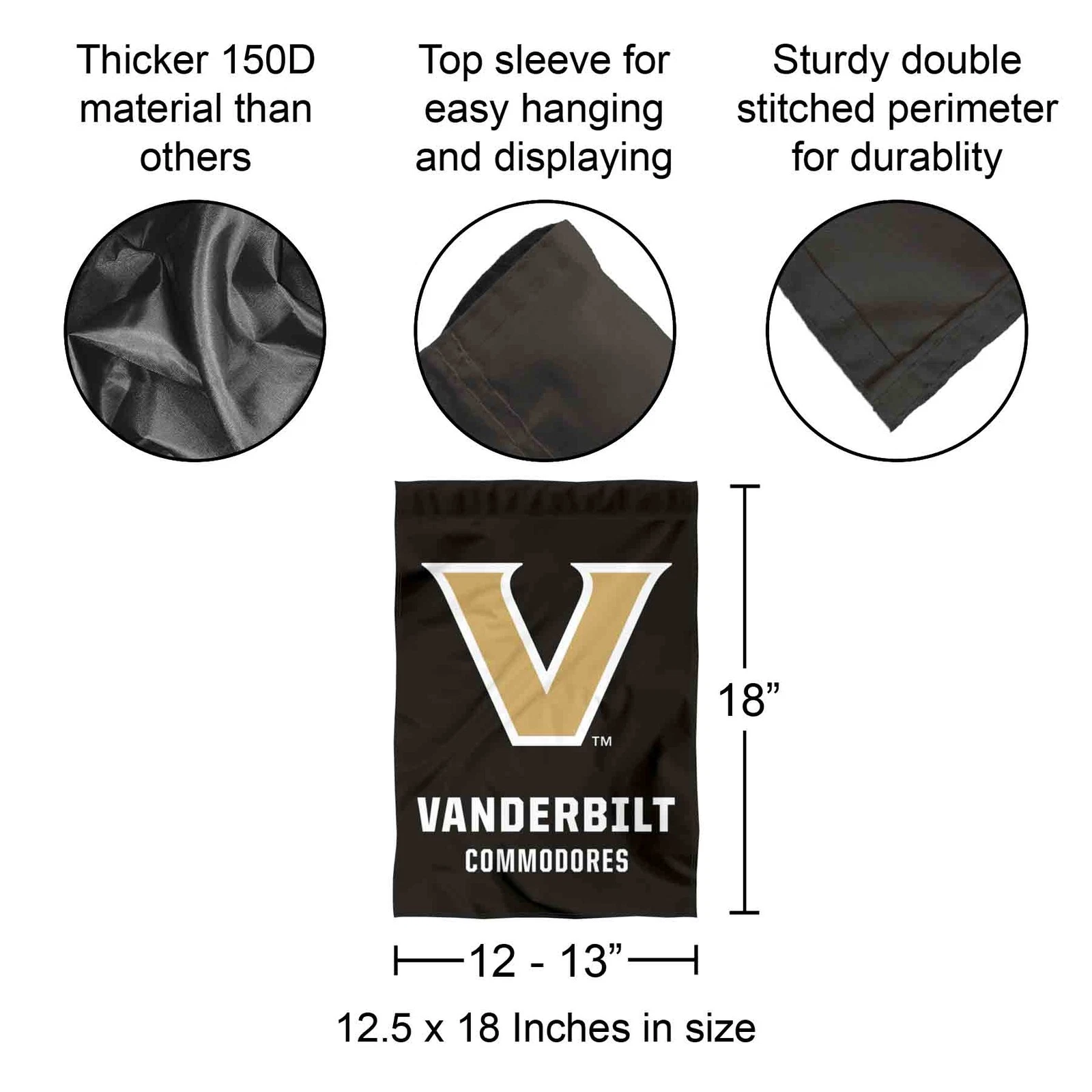 Vanderbilt Commodores Wordmark Garden Flag and Yard Banner