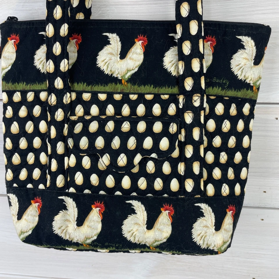 Bolso de Hombro Vera Bradley Vintage Años 90 Chanticleer Negro Gallo Huevos de Gallina Foto 2 de 4