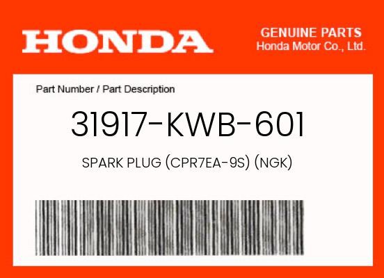 Honda Genuine Spark Plug Cpr7Ea-9S Ngk - 31917-Kwb-601