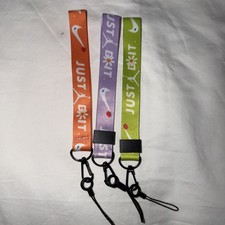 Nike Short Lanyard/Keychain, Lime Green Orange  Lilac, Lot Of 3