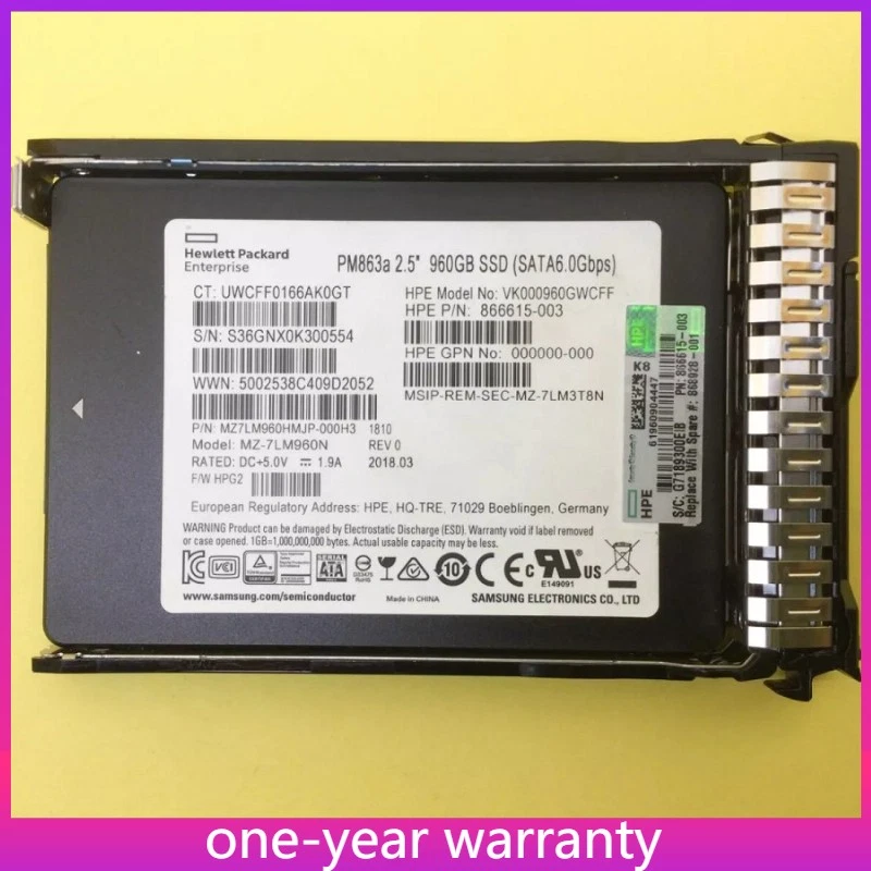 NEW HPE/Samsung 2.5" 960GB SATA 6G G10 Server SSD Replace P08692-001 P07926-B21