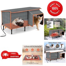 Heated Cat House for Outside in Winter, Weatherproof  Waterproof Outdoor Cat...