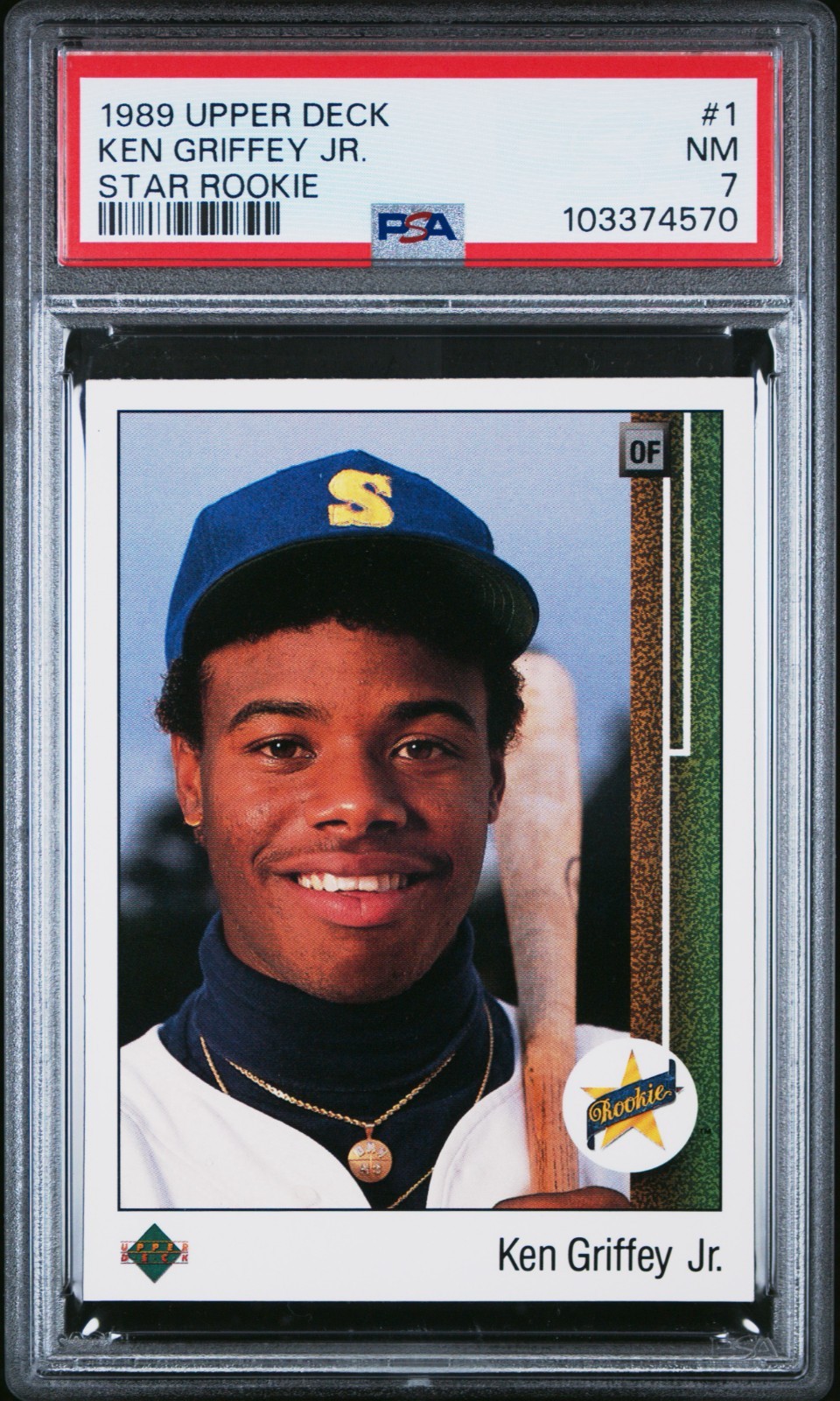🔥 1989 Upper Deck - Star Rookie - KEN GRIFFEY JR #1 (RC) (HOF) - PSA 7!!