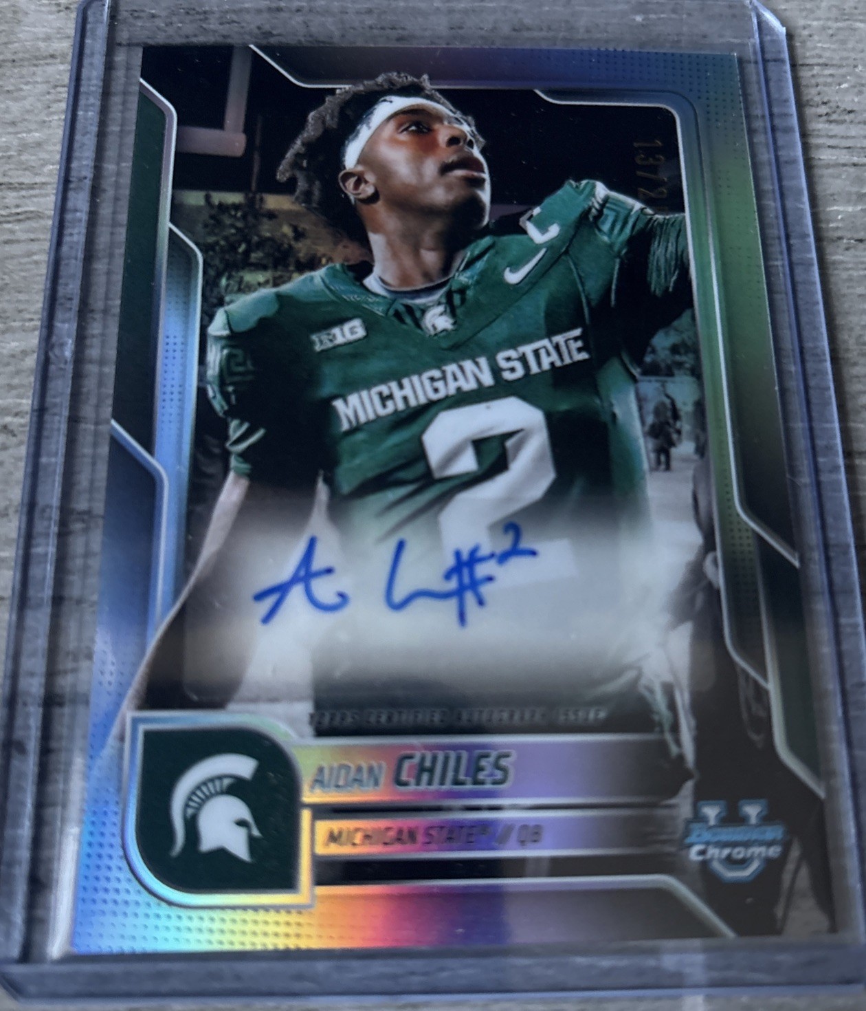 2025 Bowman U Chrome Aidan Chiles Image Variation Auto 13/ 25 Michigan State SP