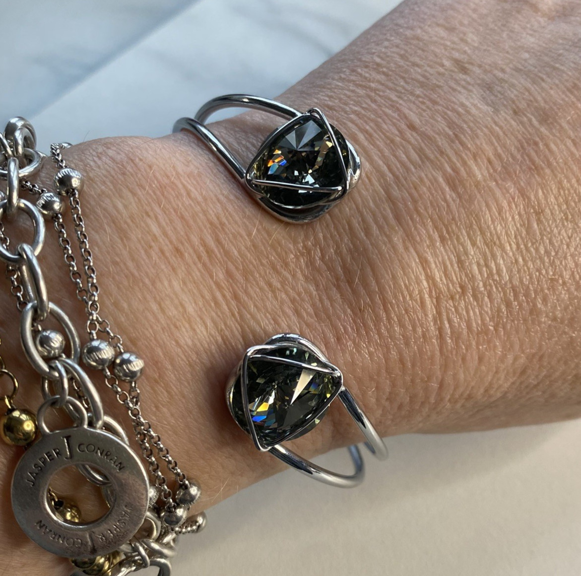 Solid Bracelet Cuff Made With Swarovski Crystal S… - image 11