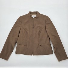 Pendleton Jacket Virgin Wool Women's 10 Zip Up Brown City Preppy USA Vintage