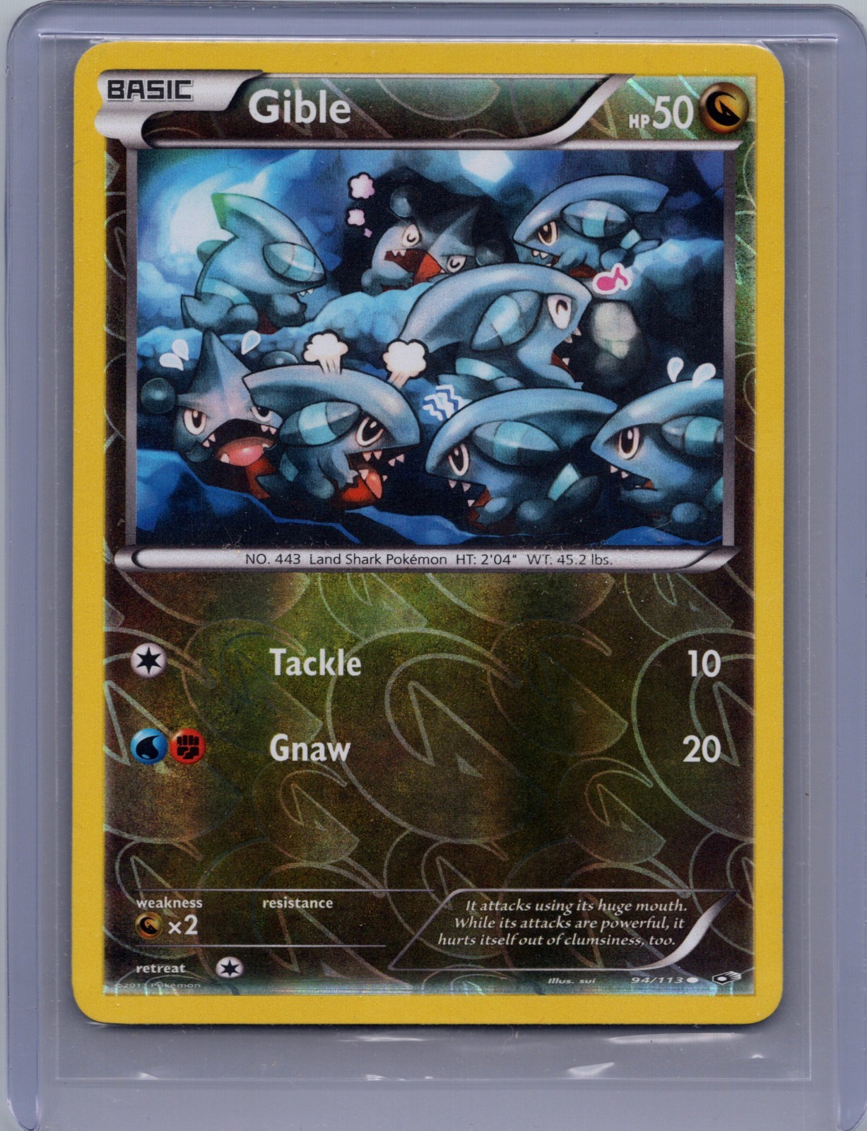 Pokemon - Gible 94/113 - REVERSE HOLO - Legendary Treasures - NM/M