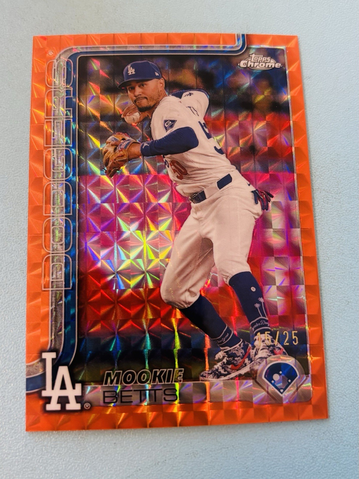 2025 Topps Chrome Mookie Betts #50 Orange Geometric Refractor /25, SSP, Dodgers