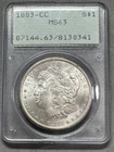 1883-CC   MORGAN DOLLAR  PCGS  MS63  RATTLER HOLDER