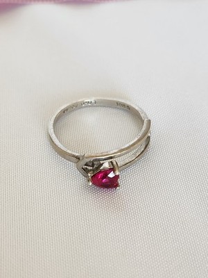 Sterling  Silver S925 RING Heart-Shaped Ruby BAMOER ''LOVE HOUSE'' , SIZE 7