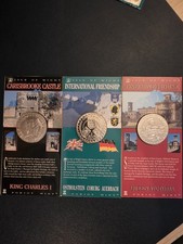 3 x Pobjoy, Isle Of Wight 3 ECUS/2 Pounds Commemorative Tokens. 