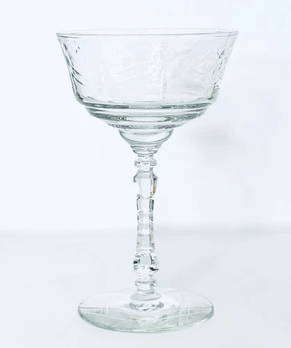 Rock Sharpe ARCTIC ROSE Stem 3005 Crystal Clear Champagne Tall Sherbet Glass NEW