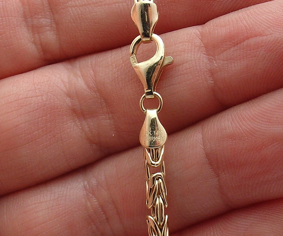 Shiny Round Byzantine Bracelet with Lobster Clasp Lock Real 14K Yellow Gold QVC - Image 4 of 4