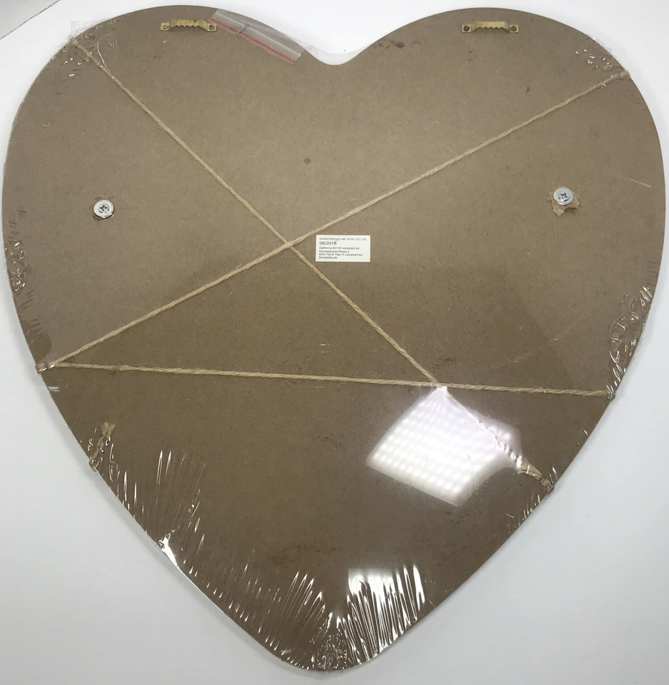 French Bulletin Board 18”Photo Memo Board Coral Heart Wood Burlap Clothespin NWT - Image 4 of 4