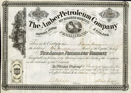 1865 Amber Petroleum Stock Certificate