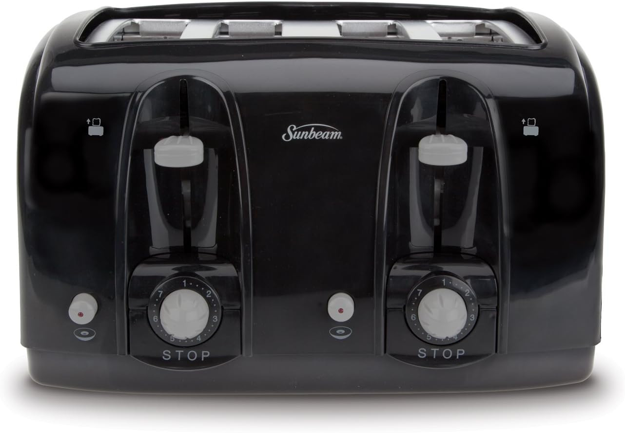 SUNBEAM 4-SLICE ELECTRIC TOASTER Wide Slot Modern Versatile 7 Shade Settings NEW
