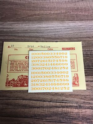 Champ Decals HO Scale Number Set X-17: Yellow 9/64” | eBay