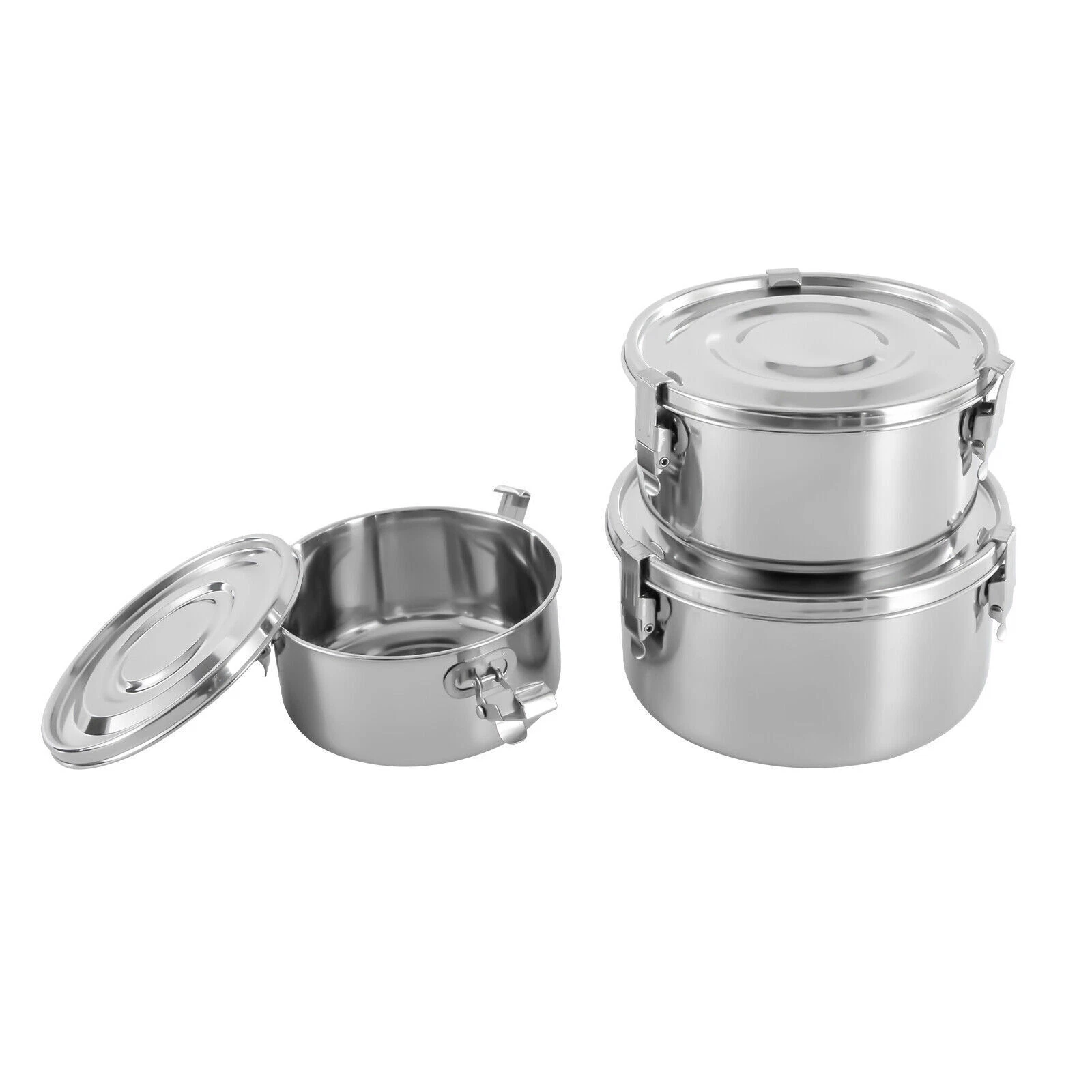 304 Grade Stainless Steel Food Storage Containers Leak-Proof Smell-Proof Silver