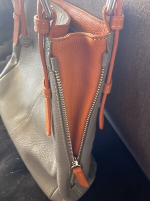 Sac Del Giudice Roma Cuir Taupe Et Orange - Neuf - Magnifique !