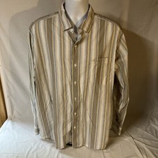 Tommy Bahama Mens Shirt Blue Brown White Stripes Pima Cotton XL Free Shipping