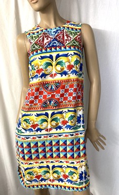 Abito Vestito Dolce \u0026 Gabbana Donna Maioliche Rosso Blu Bianco Verde Seta  Italy | eBay