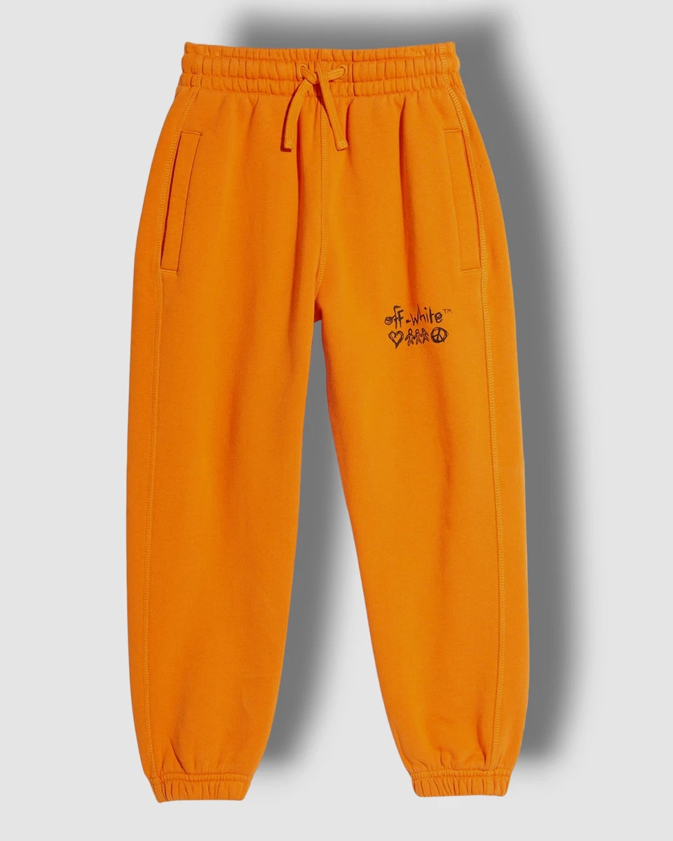 315 Off White Kid s Boy s Orange Logo Jogger Sweatpants Size 4