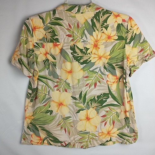 Marsh Landing Womens Size L Hawaiian Floral Yellow Shirt Button Up Blouse - Picture 7 of 13