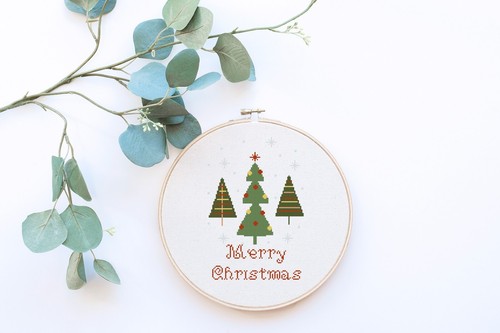 Folleto con patrón de punto de cruz contado de árbol de Navidad feliz - Imagen 3 de 5