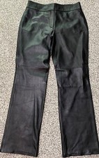 Apostrophe Women  s Black Leather Pants Size 12 Motorcycle Straight Leg