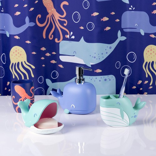 Whales 4-Piece Resin Bathroom Accessory Set - Picture 2 of 15