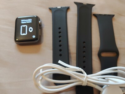 OB Apple Watch S3 Series 3 GPS 42mm Space Gray Aluminum Case Black Sport Band