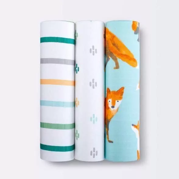 Baby Swaddle Blankets Muslin Cotton Fox Cloud Island 3 Pack eBay
