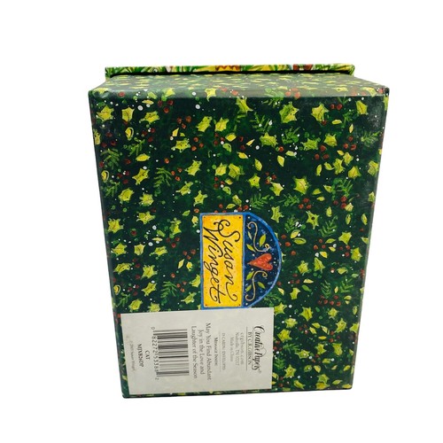 Susan Winget Christmas Decor Gift Box Grey Stripe Cat Keepsake Sturdy 5.75”x4.5” - Picture 3 of 5