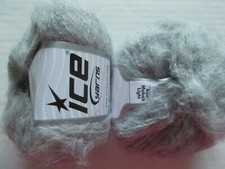 Ice Yarns Kan Mohair brushed yarn, light grey  69383 , lot of 2 110 yds ea 