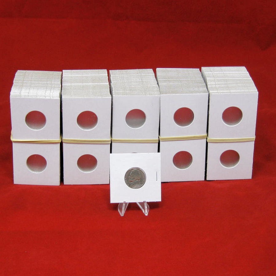 Cardboard 2x2 Mylar Coin Holders for Nickels 21.2mm or .834", Qty. 500