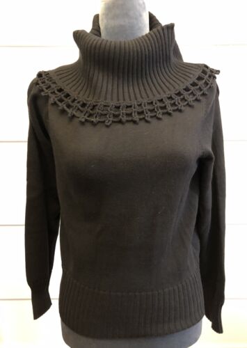 Maglione donna girocollo Rafaella nero cotone elasticizzato pullover taglia media - Foto 2 di 7