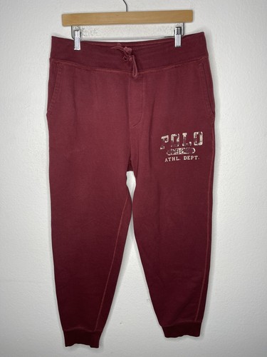 $118 Polo Ralph Lauren Large Varsity Jogger Sweat Pants Rugby RRL Red Maroon - Picture 3 of 8