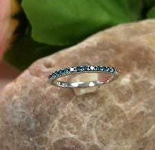 0.5ct Simulated London Blue Topaz Wedding Band Half Eternity White Gold Plated