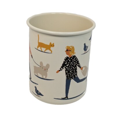 Danica Studio People Person Pencil Cup Makeup Bird Pigeon Cat Dog Metal Retired