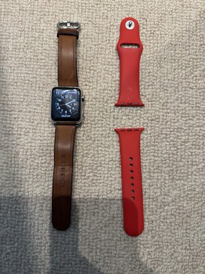 Apple Watch 38mm 1st Gen stainless steel w/ original leather and