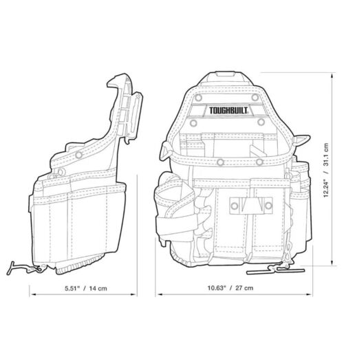 TOUGHBUILT TB-CT-114 Journeyman Electrician Pouch Shoulder Strap Tool Belt Bag - Picture 9 of 9