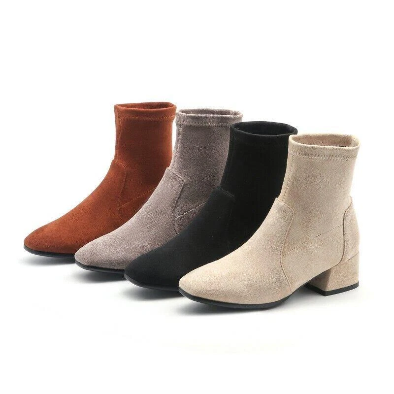 Stretch booties low heel cheap