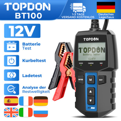 TOPDON BT100 Auto Batterietester KFZ OBD2 Akku Prüfer Testgerät 12V Digital CCA