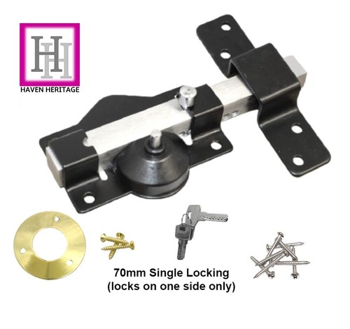 Single Locking Long Throw SECURITY Gate / Garage Lock Bolt Rim Lock 5 KEYS 70mm - Afbeelding 1 van 12