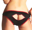 Black bikini w OPEN LIPs in red rhinestones, FUN + FLIRTY — photo 2