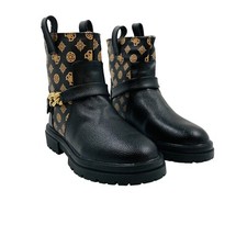 GUESS Femme Noir Cuir Écologique Bottes Taille Ue 36 US 5.5 UK 3