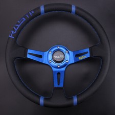 14 Aluminum Blue Rastp Deep Dish Drifting Sport Steering Wheel Racing Car